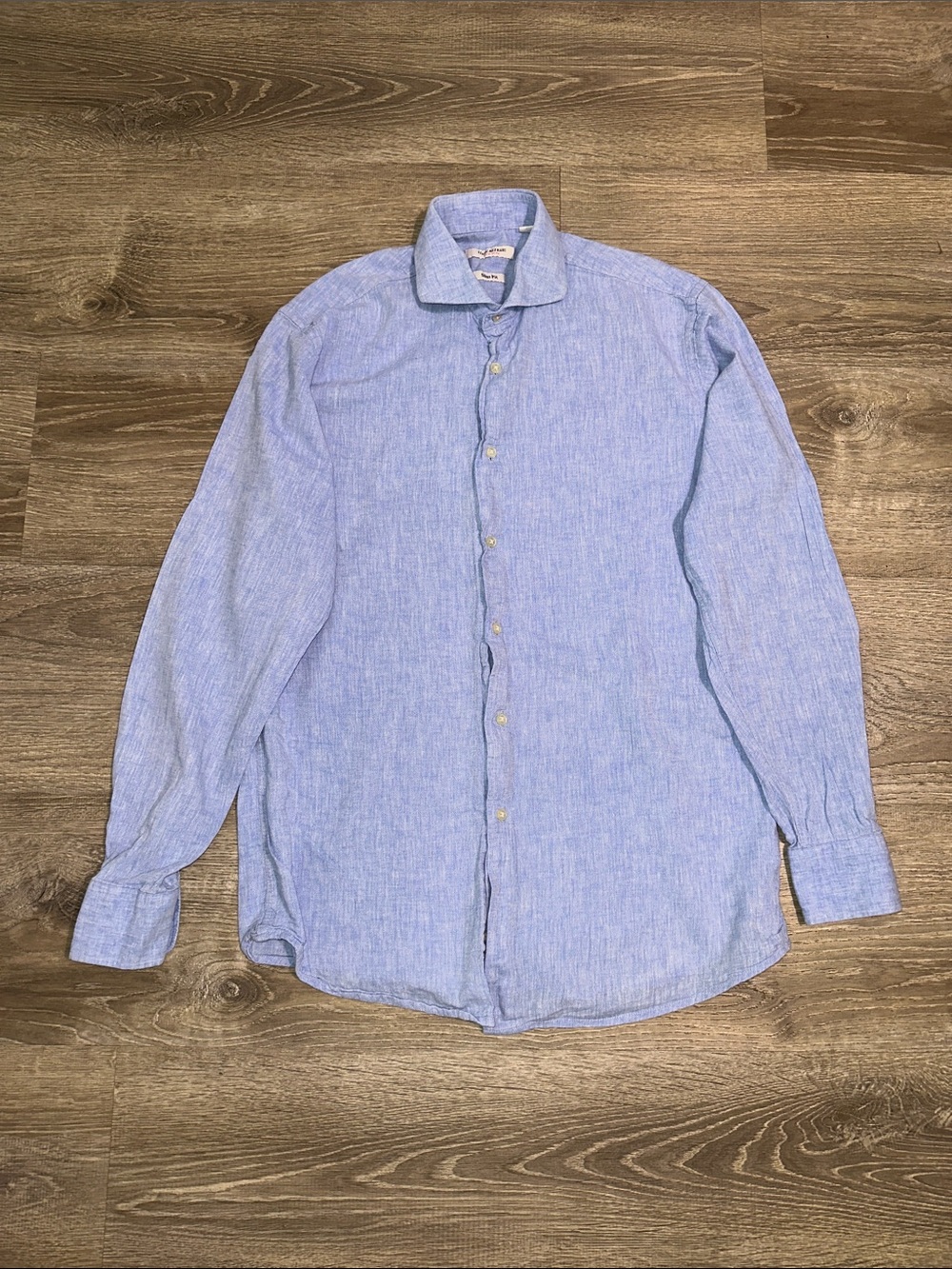 Isaac Mizrahi Light Blue Linen Button-Down Shirt Slim Fit